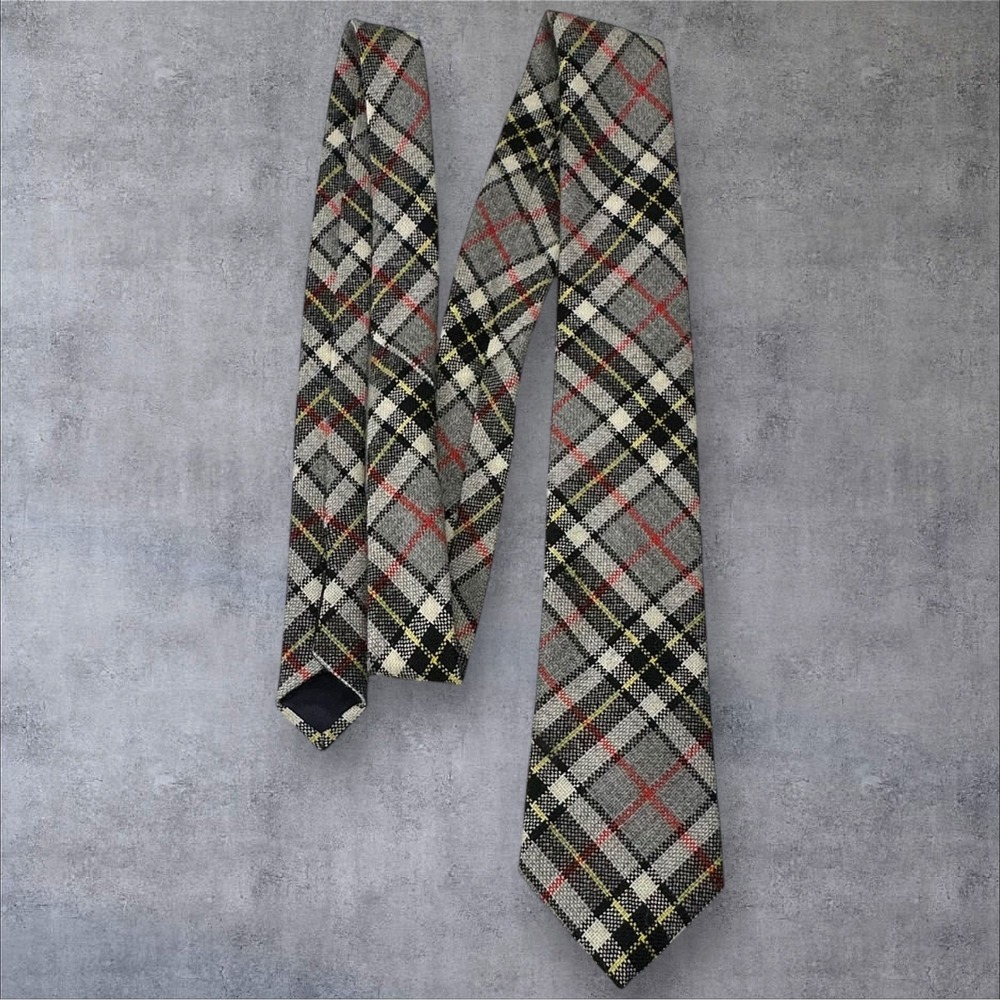 Cambridge‎ Classics Lambswool Plaid Tie Made in Scotland USA Vintage Men's